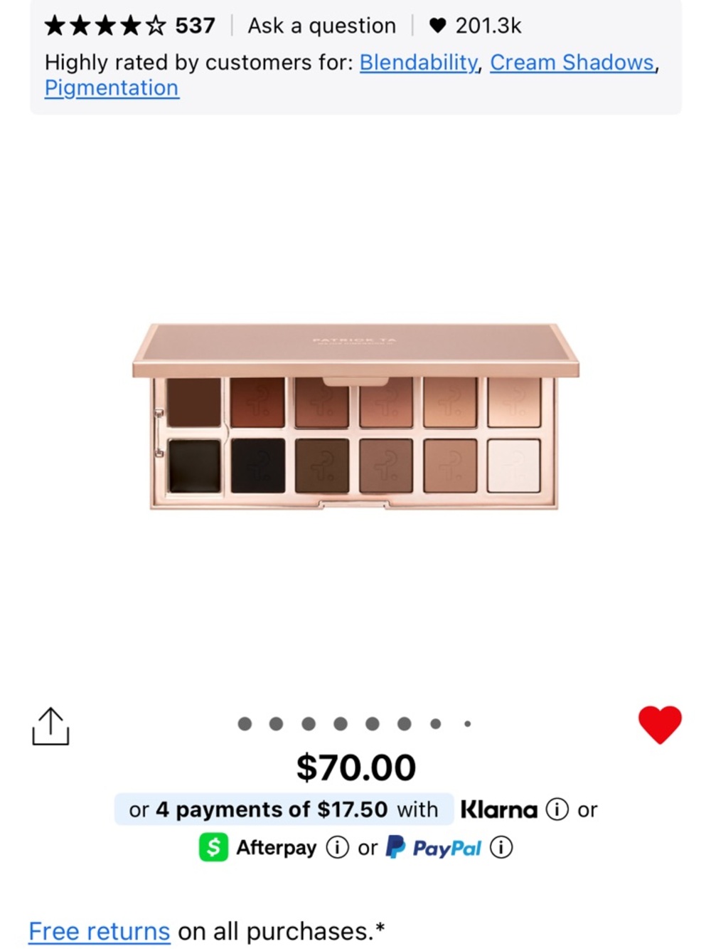 Patrick Ta major dimensions eyeshadow palette gently used